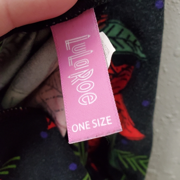 Lularoe One Size Leggings Christmas Poinsettia - Picture 3 of 3